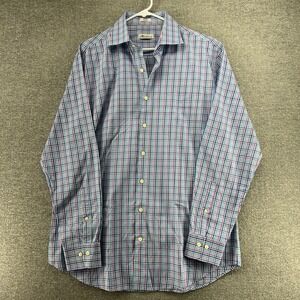 Peter Millar Shirt Men Size Large Multicolor Checkered Long Sleeve Button Up